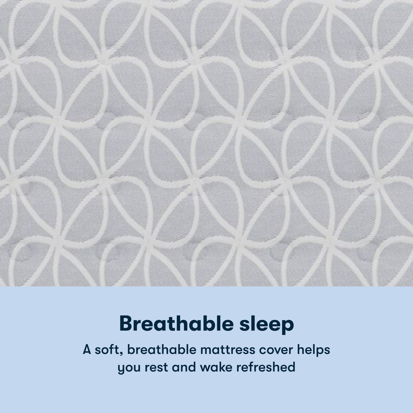 Serta Classic Clarks Hill Firm mattress with a chart underneath the image stating Breathable sleep. A soft, breathable mattress cover helps you rest and wake refreshed.