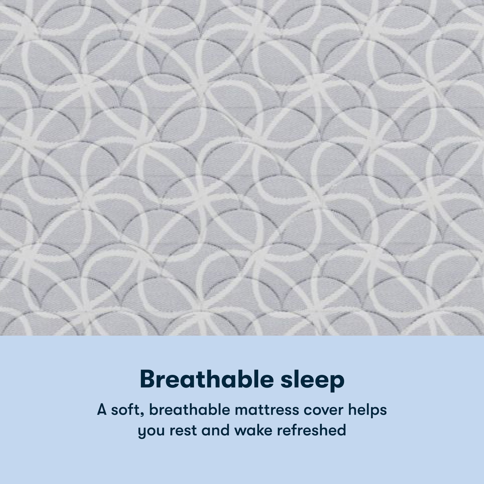 Text on a textured fabric background with 'Breathable sleep' and Serta Classic Clarks Hill Mattress description.