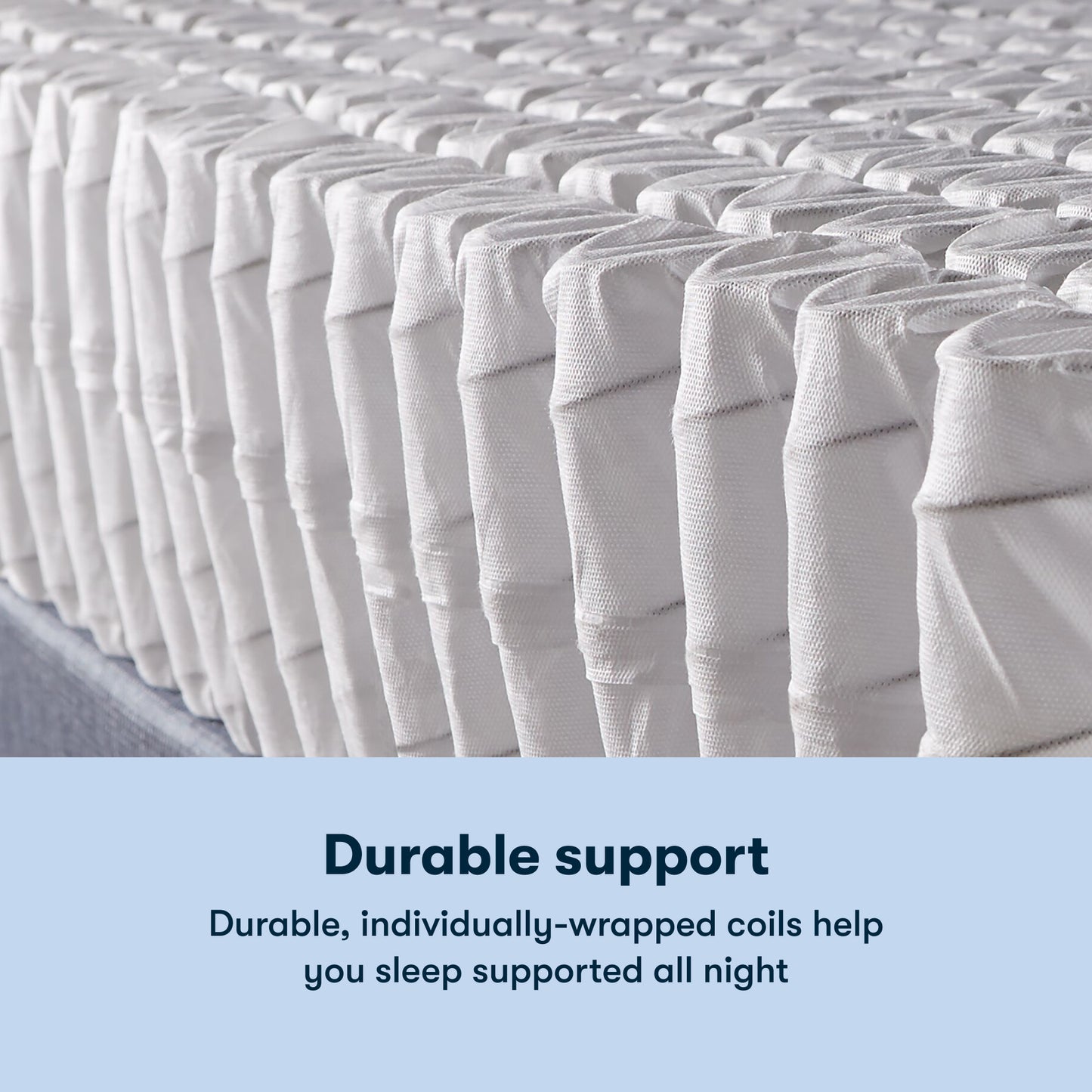 Close-up of a Serta Classic Clarks Hill Mattress with individually wrapped coils and text about durable support.