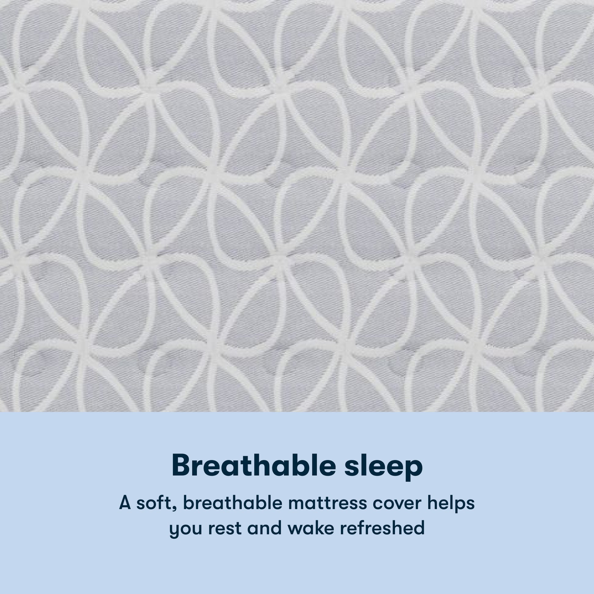 Serta Classic Clarks Hill Firm mattress with a chart underneath the image stating Breathable sleep. A soft, breathable mattress cover helps you rest and wake refreshed.