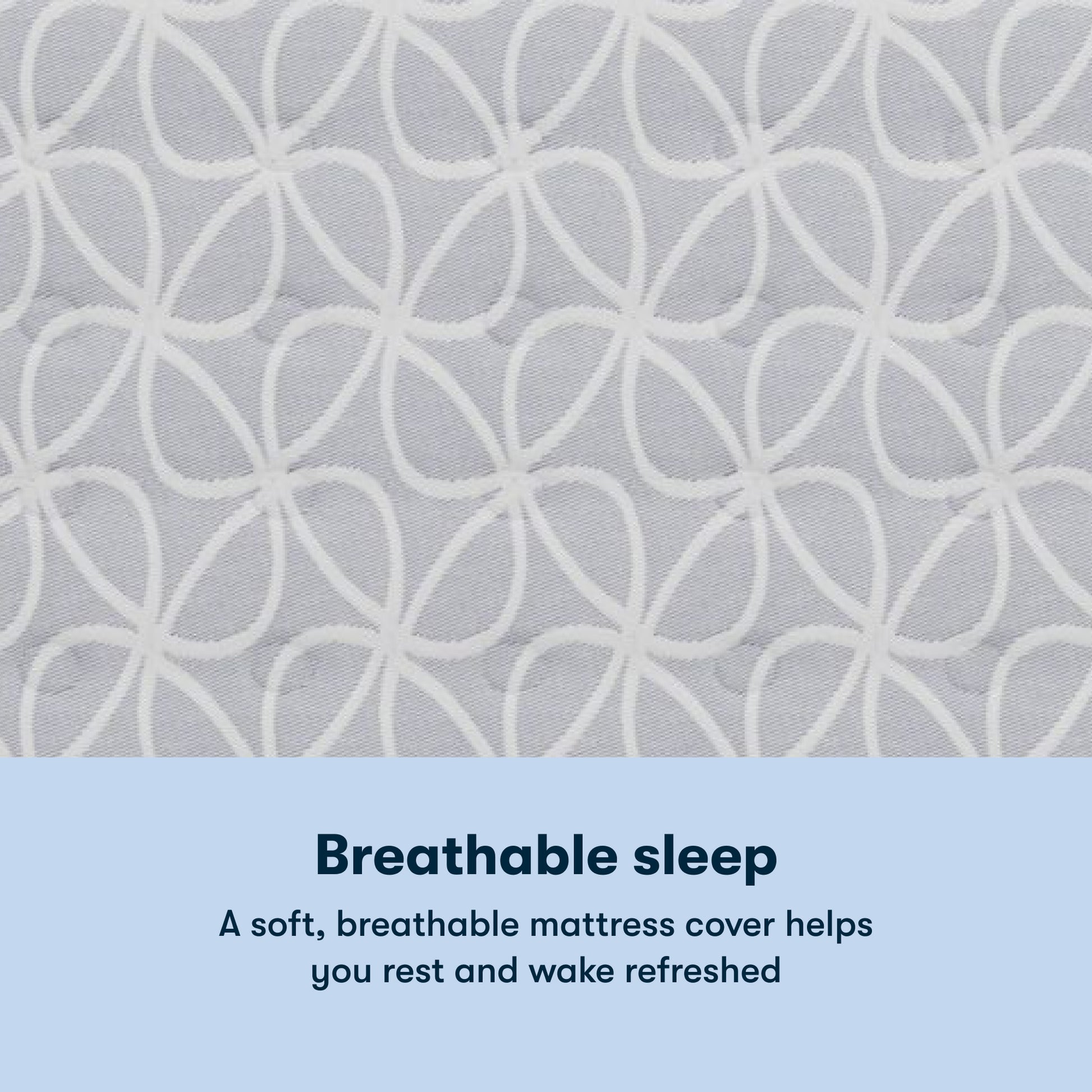 Serta Classic Clarks Hill Plush Pillow Top mattress with a chart underneath the image stating Breathable sleep. A soft, breathable mattress cover helps you rest and wake refreshed.